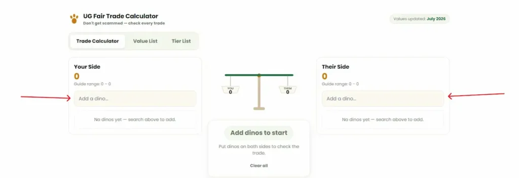 Enter Your & their dinos in UG Calculator